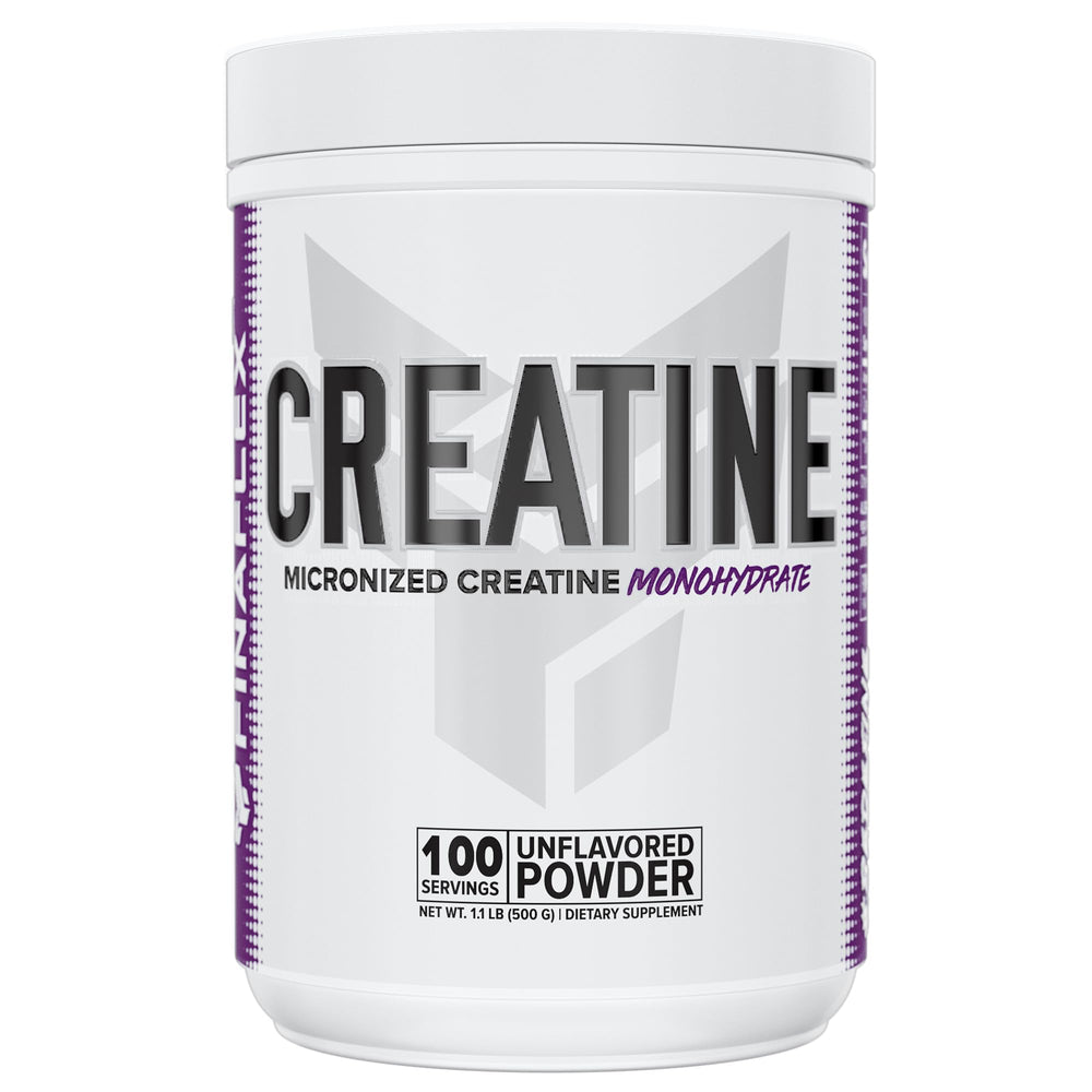 FINAFLEX Pure Creatine unflavored bottle for cleaner workouts and potential strength support.