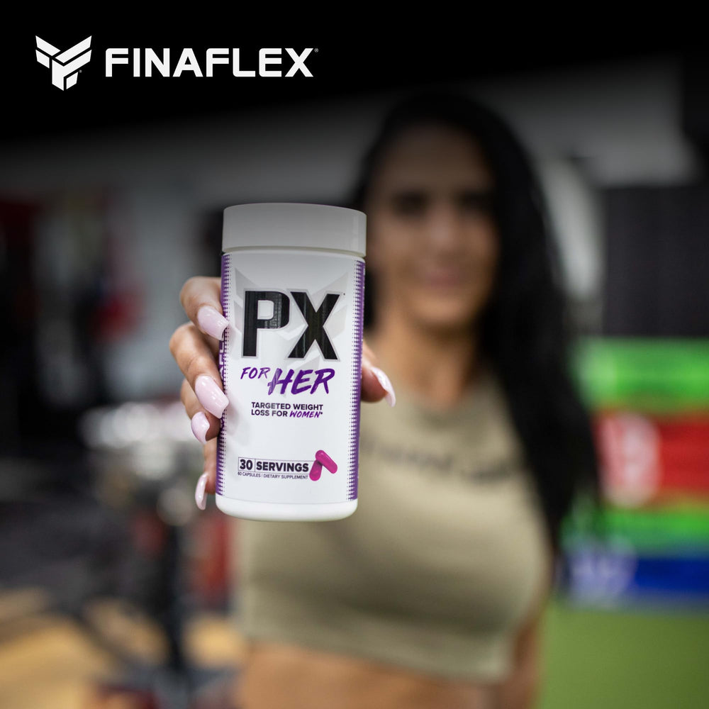 FINAFLEX PX for HER DIM caffeine graphic emphasizes focus.