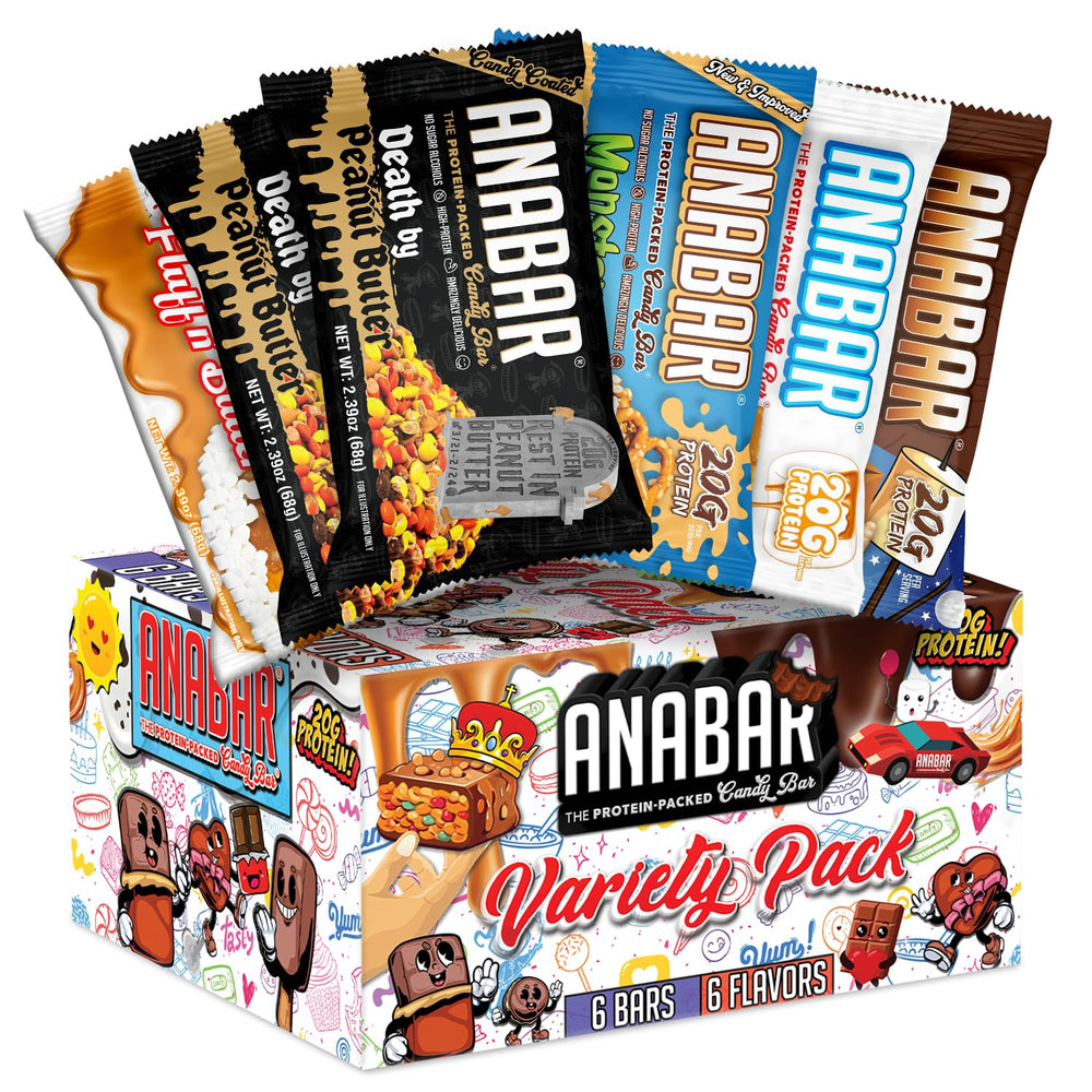 Final Boss Anabar sampler box front showing six protein bars