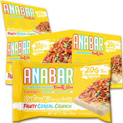 Final Boss Anabar white chocolate fruity cereal crunch bar with real cereal pieces for tasty, protein-rich snack.