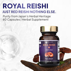 FINE JAPAN Royal Reishi label shows organic formula for purity