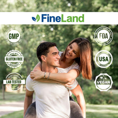 FineLand Amla capsules pouring shot emphasizing convenient vegan capsules