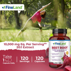 FineLand Beet Root Capsules 10k-equivalent closeup highlighting concentrated extract