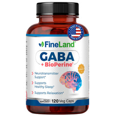 FineLand GABA bottle and pour showing easy daily dosing for calm.