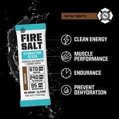 Fire Science Fire Salt hydration stick in water for quick electrolyte boost during workouts.
