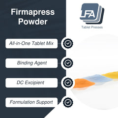 Firmapress direct compression setup improves formulation flow and binding.