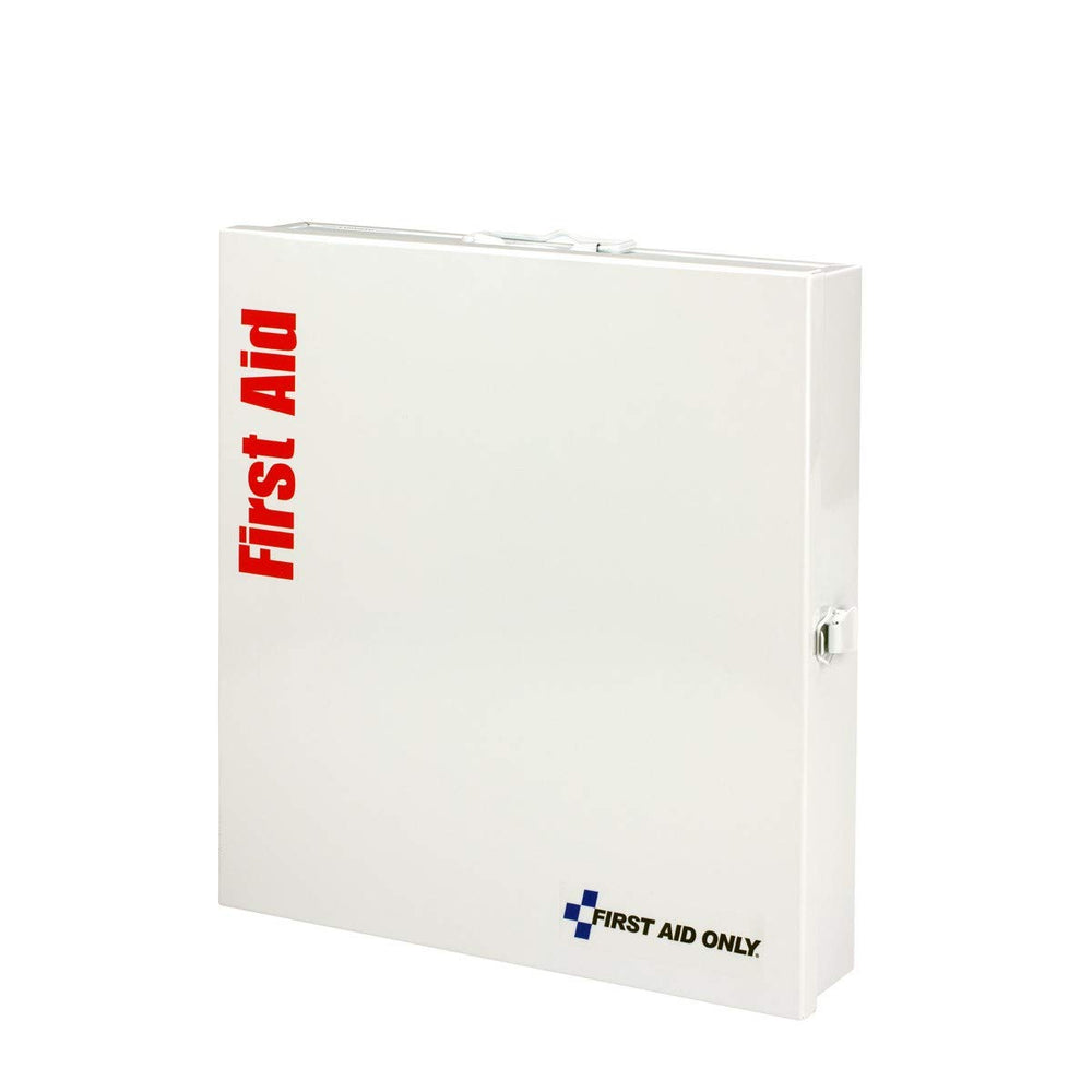 First Aid Only 746006 cabinet with handle enables portable emergency readiness.