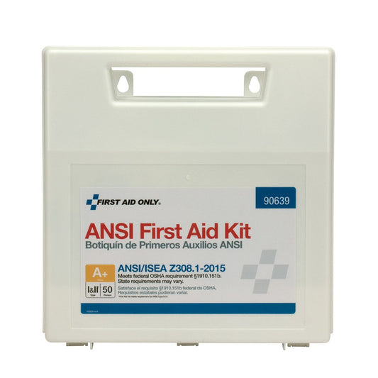 First Aid Only 90639 durable plastic case keeps emergency supplies organized.