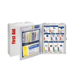 First Aid Only 90658 metal cabinet front view with wall mounting for quick access