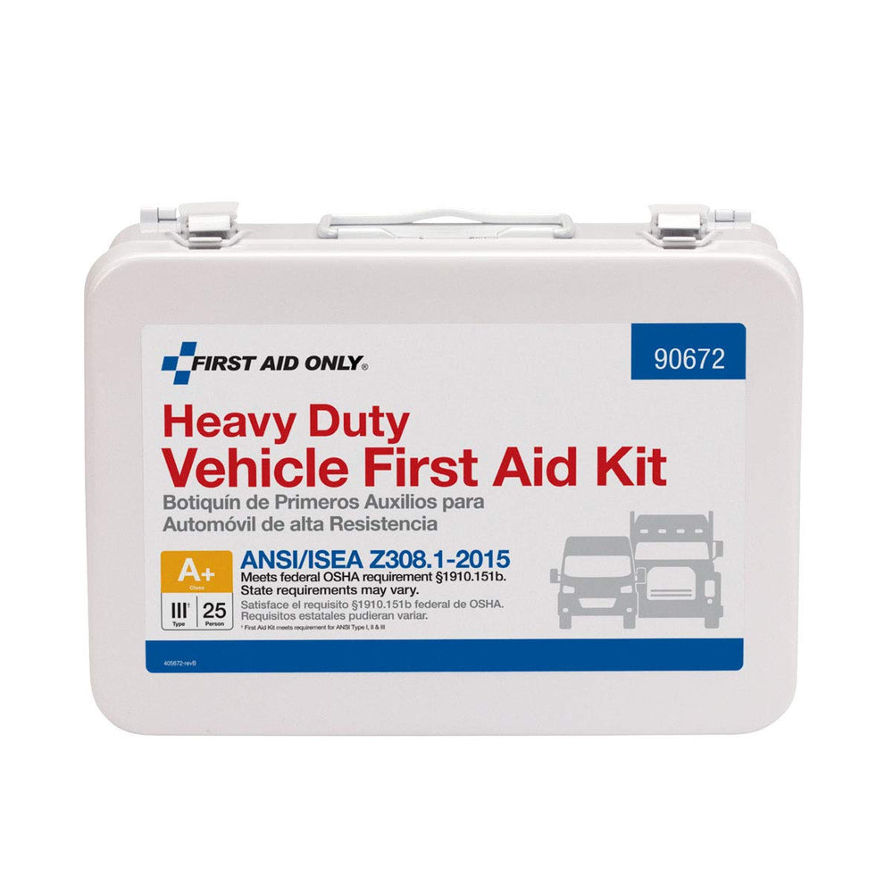 First Aid Only 90672 easy-access latches enable rapid first aid item retrieval.