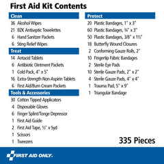 First Aid Only 91247 durable plastic case keeps supplies protected.