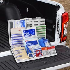 First Aid Only 9302-25M metal case with handle for easy transport