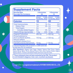First Day Brain Gummies peach flavor close-up suggests daytime clarity.