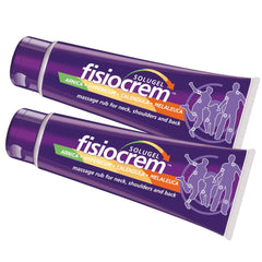 Fisiocrem Arnica bottle pour demonstrates easy application for quick muscle relief.