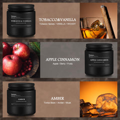 Fissiworx apple cinnamon candle in black jar evokes autumn warmth