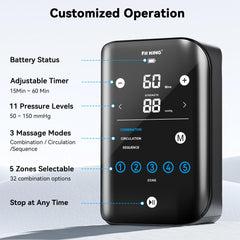 FIT KING control panel showing adjustable settings for a customizable massage