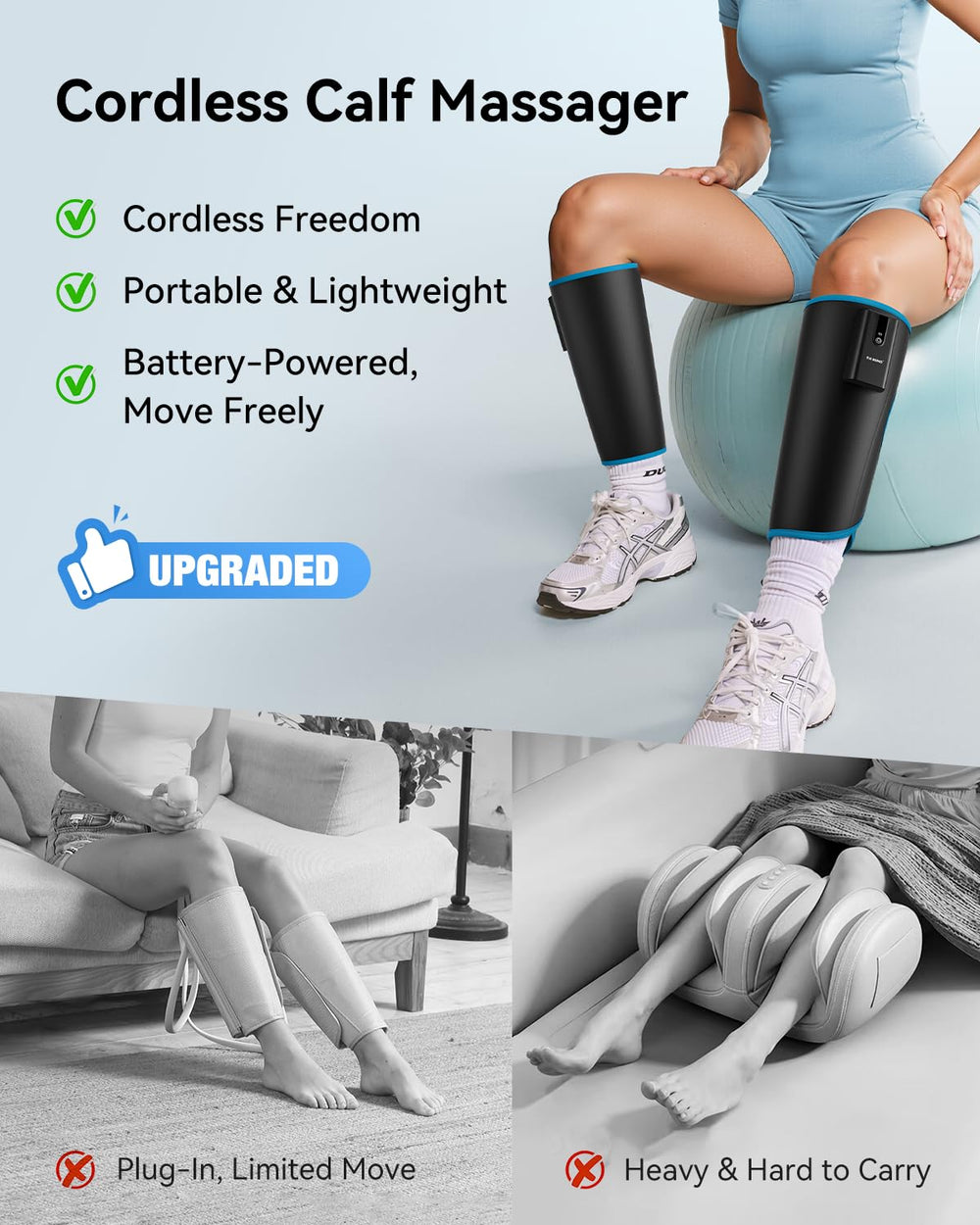 FIT KING dual 2500mAh battery pack keeps sessions cord-free and long-lasting.