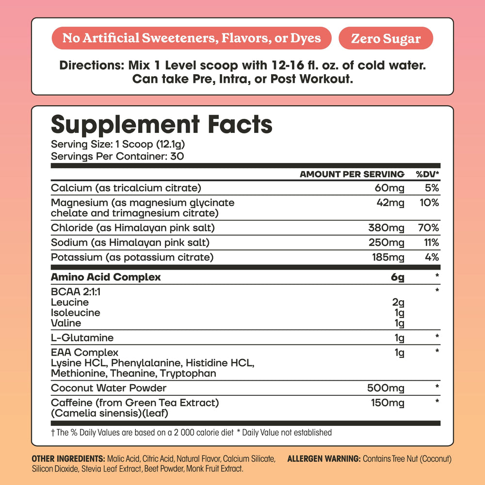 Scoop-dispense shot of Fit & Lean amino hydration mix for pre-workout energy