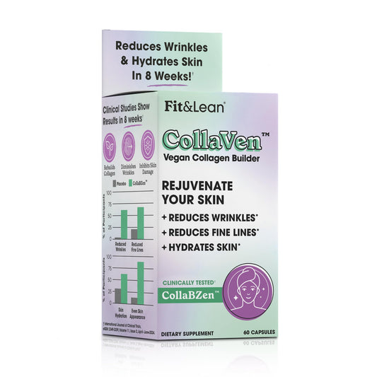 Fit & Lean CollaVen bottle shows vegan collagen support for hydrated skin.