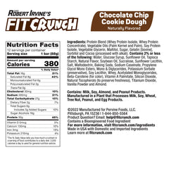FitCrunch full-size bar chocolate chip cookie dough close-up highlighting flavor and protein.