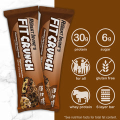 FitCrunch 6-layer texture close-up shows premium mouthfeel and protein-packed snack.