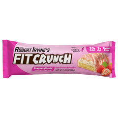 Fit Crunch protein bar serving shows creamy cake core for satisfying snack between workouts.
