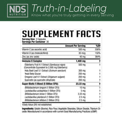 FitLife Advanced Immune Booster label detail highlights elderberry and key vitamins.