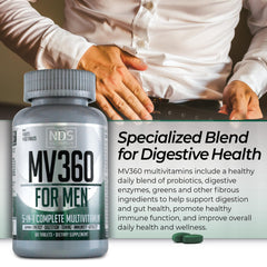 MV360 packaging highlights probiotic fiber for gut health