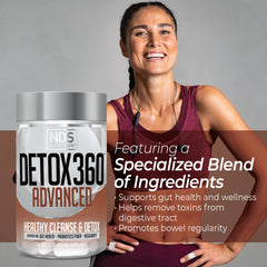 FitLife Detox360 Advanced label closeup highlighting cleansing ingredients.