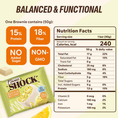 FitnesSHOCK brownie with lemon poppy seed, great as a light afternoon treat