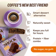 Single 50g FitnesSHOCK brownie portion ideal for home or work.