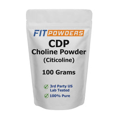 FitPowders Citicoline powder packaging highlights premium quality for daily cognitive support.