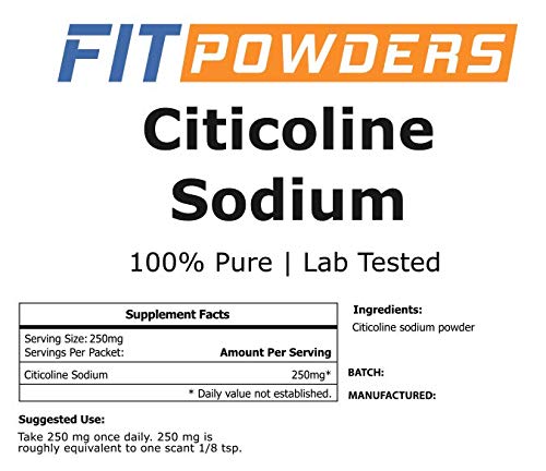 FitPowders Citicoline powder tub close-up emphasizing purity and additives-free mix.