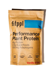fitppl plant-based protein powder bottle with vanilla flavor for clean muscle support