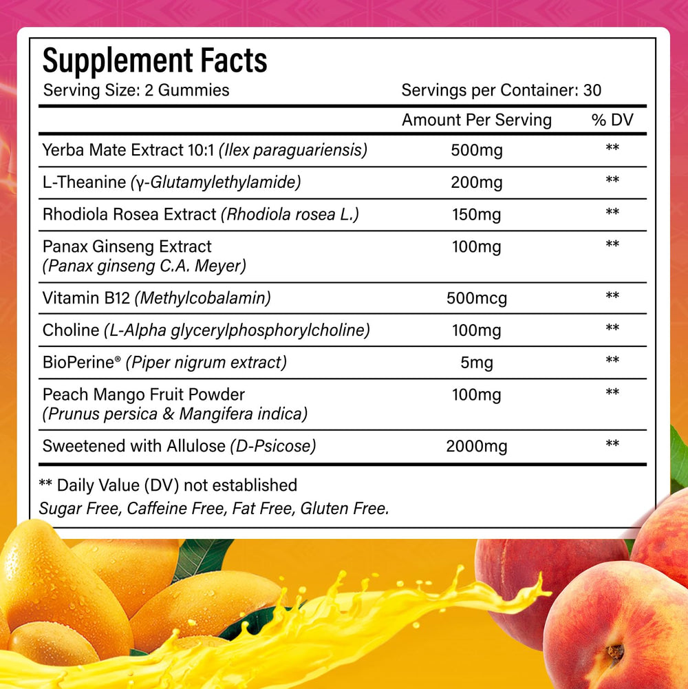 FitVitality 60 Yerba Mate Gummies open bottle with resealable cap for daily use.