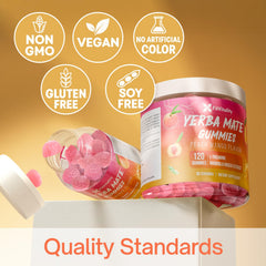 FitVitality 60 Yerba Mate Gummies vegan gluten-free label visible on packaging.
