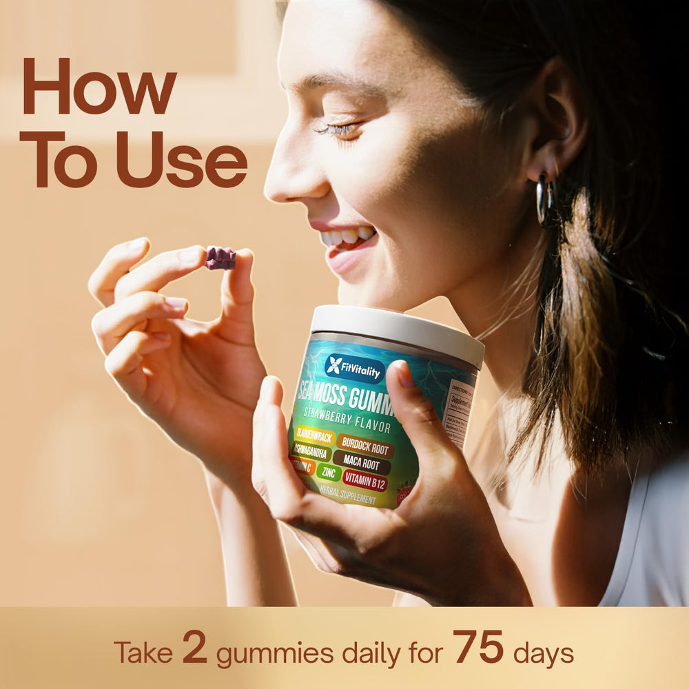 Ashwagandha and maca elements on FitVitality gummies suggest adaptogenic energy support.