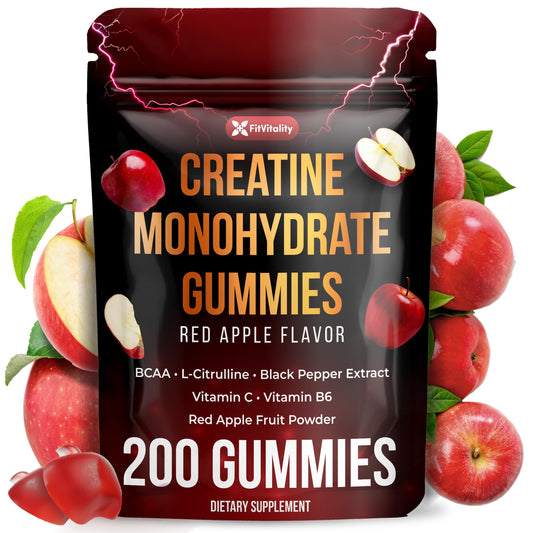 FitVitality Creatine Gummies bottle front for daily wellness