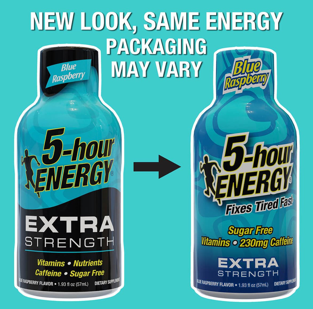 5-hour ENERGY blue raspberry shot travel-ready for workouts and trips