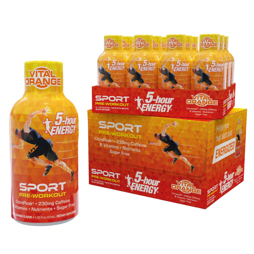 Five-hour ENERGY Citrapeak bottle ready for quick pre-workout energy.