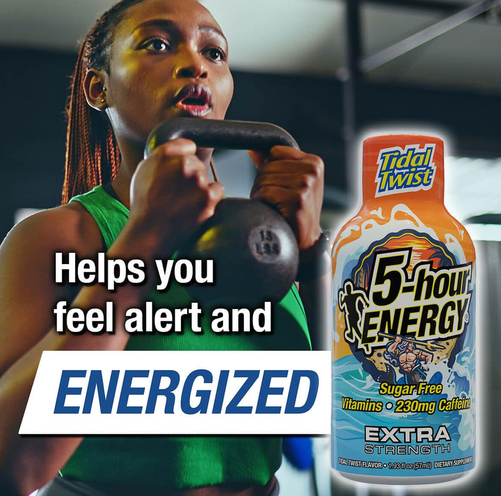 Five-hour Energy Extra Strength Tidal Twist poured shot shows smooth consumption and alertness.