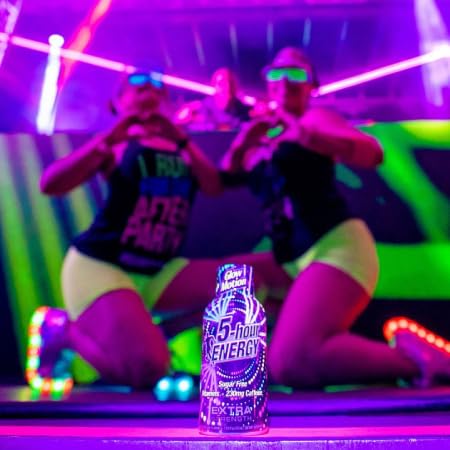 Five-hour ENERGY Glow Motion side view demonstrates a compact bottle for on-the-go energy.