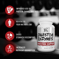 Rich Piana Digestive Enzymes label view highlighting vitamin B complex for energy metabolism