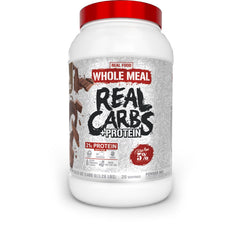Five Percent Nutrition Rich Piana Real Carbs Protein chocolate powder in a 3 lb bag for meals