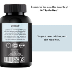 Fixxr DHT Support bottle on table ready for a consistent daily routine to support hair.