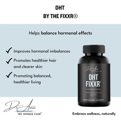 Fixxr DHT Support label lists ingredients aiding skin health and hair vitality.