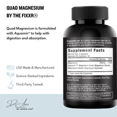 Fixxr Quad Magnesium bottle label showing Aquamin blend and ingredients