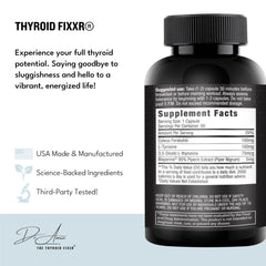 Fixxr Thyroid Support capsules closeup shows easy daily capsules for vitality.