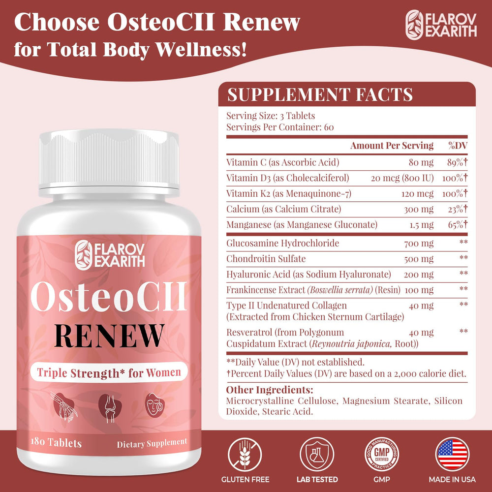 Flarovexarith OsteoCII Renew packaging placed in a morning routine.