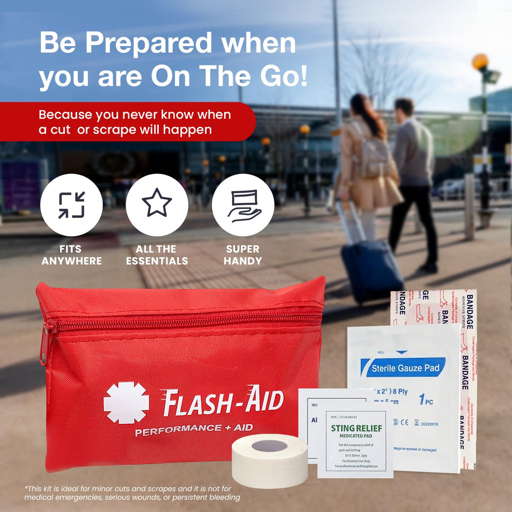Flash-Aid bulk 12-pack kits in reusable pouches ready for events